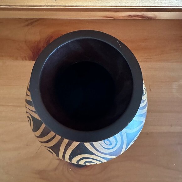 VTG Wooden Global Design Vase 12 in Tall X 10 in Wide X 4.25 in Top Diameter - Picture 2 of 5